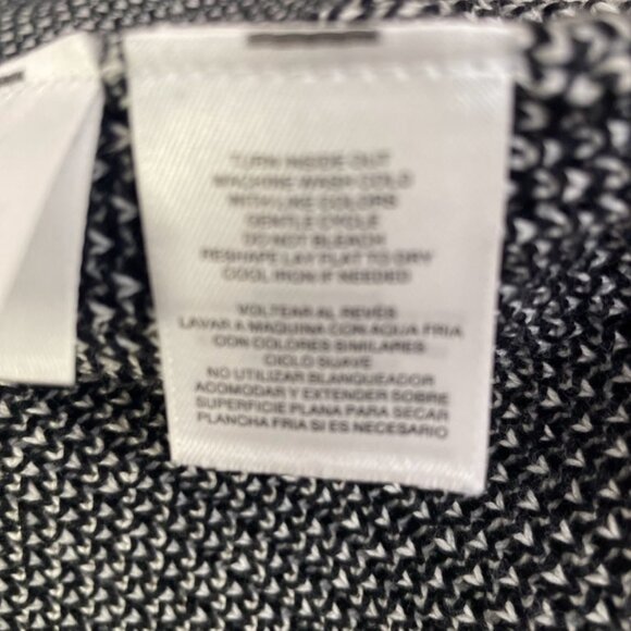 Jones Studio Cardigan Sz 1X Black & White Knit Open Front Fringe Hem - Picture 5 of 5